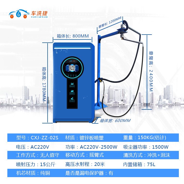 智洗版車洗捷無人值守自助洗車機(jī)